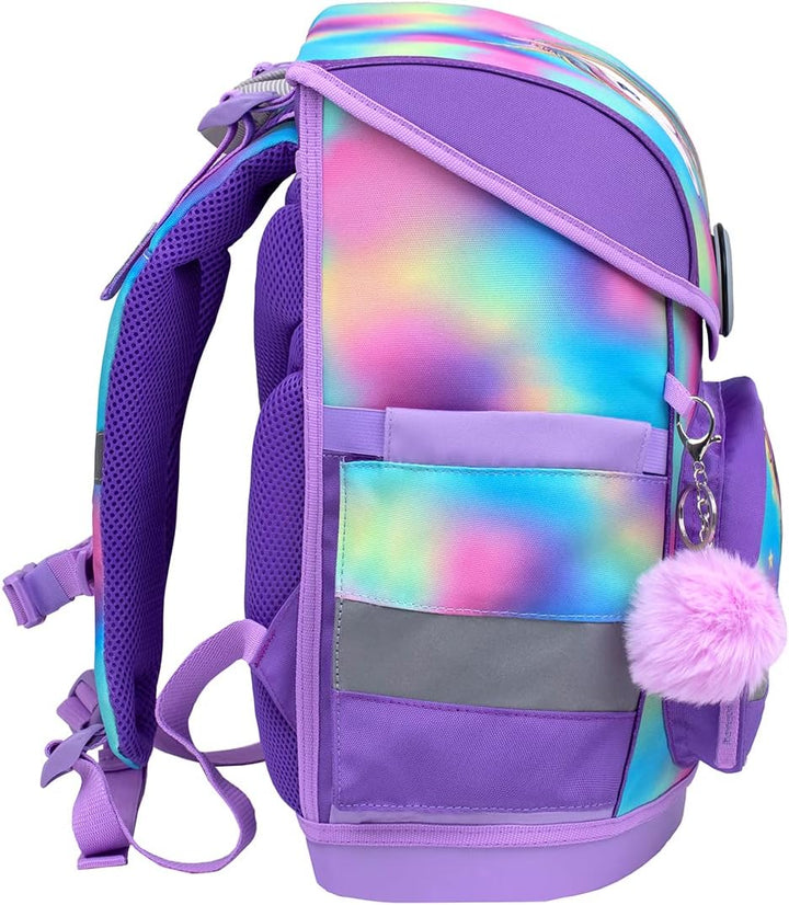 Belmil ergonomischer Schulranzen Set 4 -teilig für Mädchen 1-4 Klasse Grundschule/Brustgurt/Magnetve