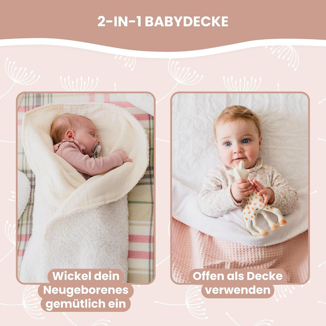 MIMUSELINA Babydecke Baumwolle 90x70 cm | Babydecke Winter und Herbst | Baby Decke neugeborenen Warm