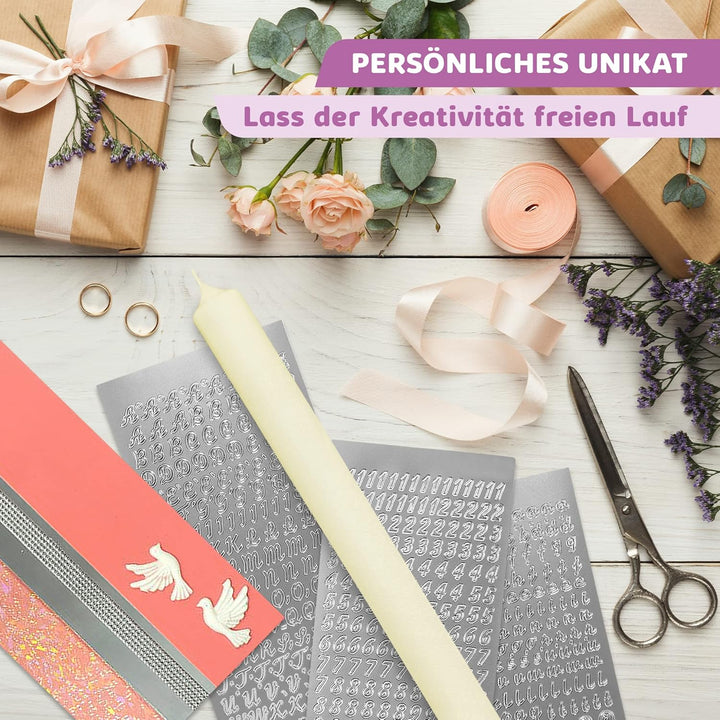 WikaKerzen Kerzen-Rohling Set für Taufe, Hochzeit oder Kommunion selbst gestalten inkl. Buchstaben z