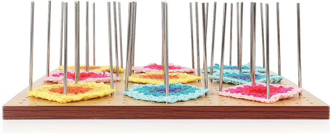 Coopay Granny Square Spanner, 29 x 29 cm Bambus Blocking Board mit Aussparung Kanal für 30 Stabstift