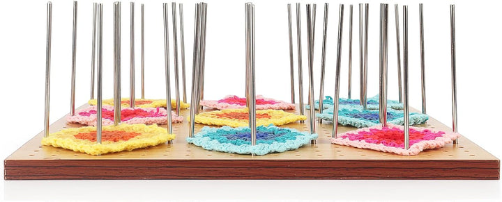 Coopay Granny Square Spanner, 29 x 29 cm Bambus Blocking Board mit Aussparung Kanal für 30 Stabstift