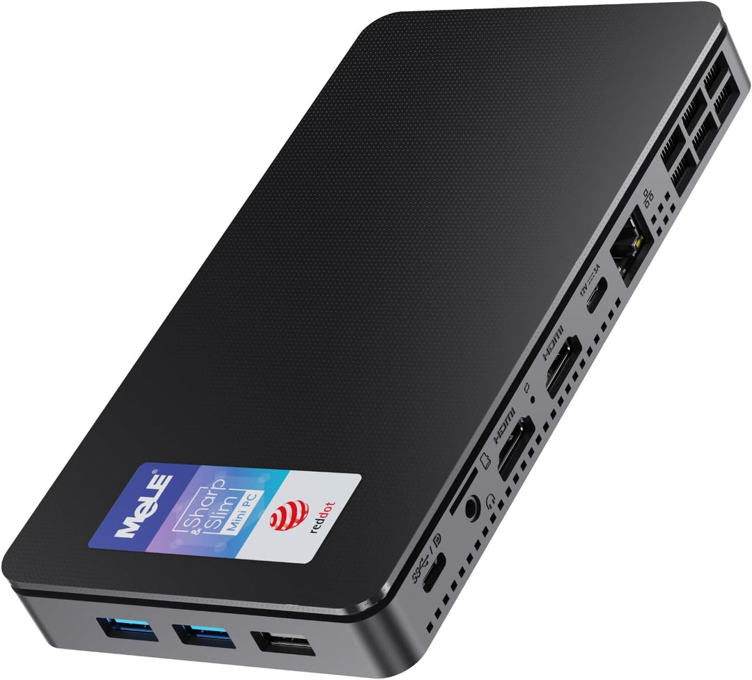 MeLE Mini-PC Overclock4C, Reddot-Gewinner 2024, Win 11 Pro N100 32GB 512GB, 4K-HDMI-Anzeige, USB-C P