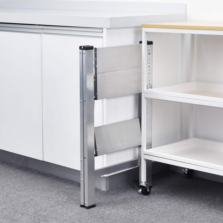 Kingrack Stufenleiter,Klapptritt,Aluminium Tritthocker,rutschfeste Stehleiter,klein und kompakt,Bela