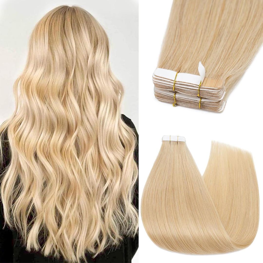 Silk-co Tape Extensions Echthaar 10stk, Remy Tape in Extensions Haarverlängerung, Skin Weft Echthaar