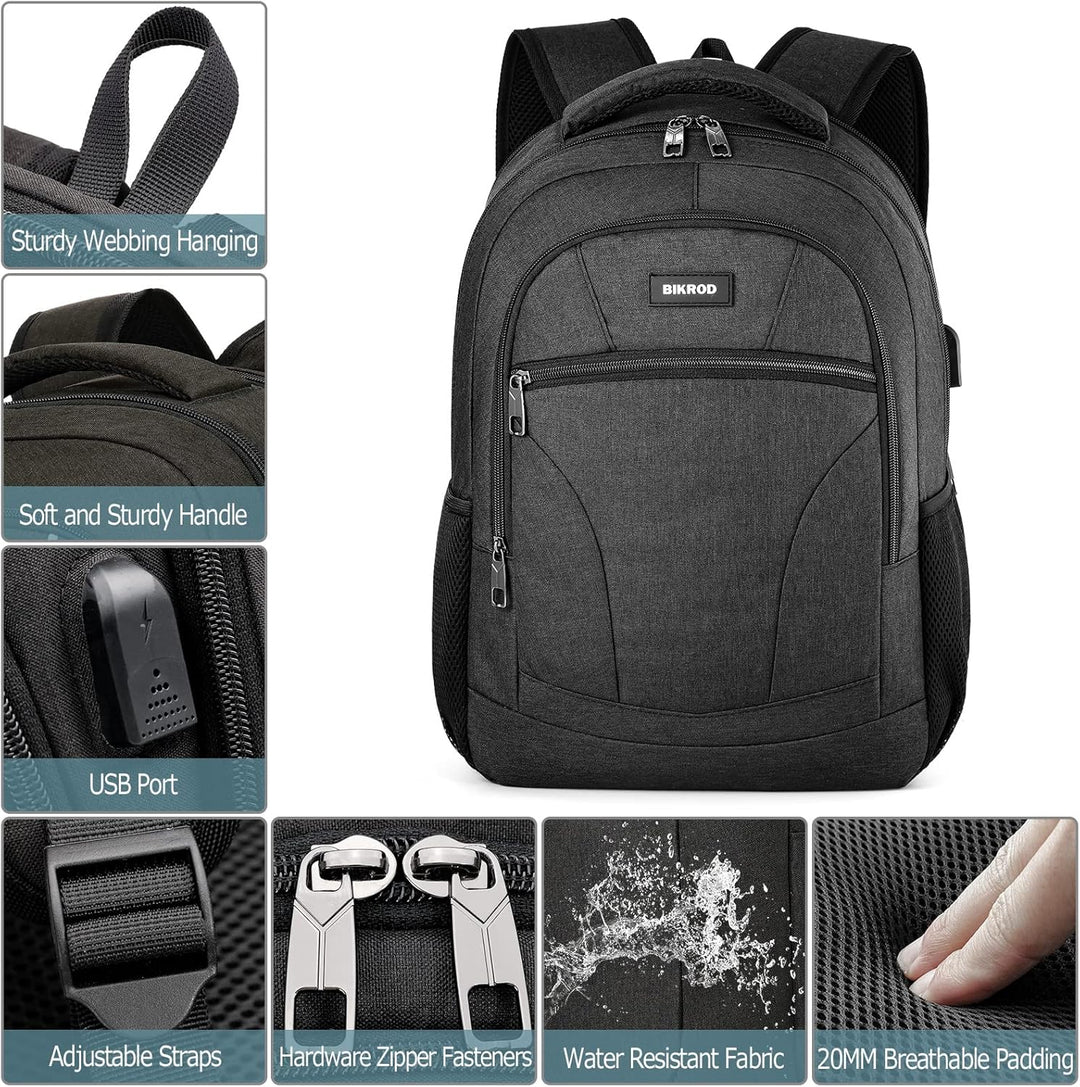 BIKROD Rucksack Herren, Schulrucksack Jungen Teenager, 15.6 Zoll Laptop Arbeit Daypack mit USB-Ladea