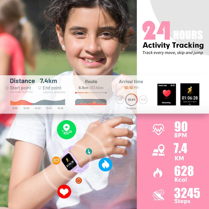 Kids Smart Fitness Watch für Jungen Mädchen, Health Sports Fitness Tracker mit Herzfrequenz-Schlafmo