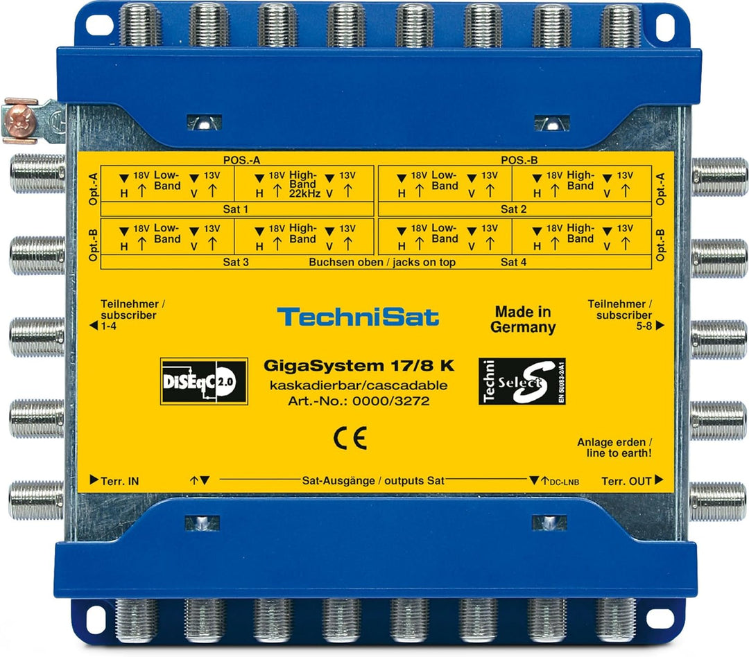 TechniSat GIGASYSTEM 17/8 K Multischalter, Kaskade für 8 weitere Teilnehmer, 4 Orbitpositionen