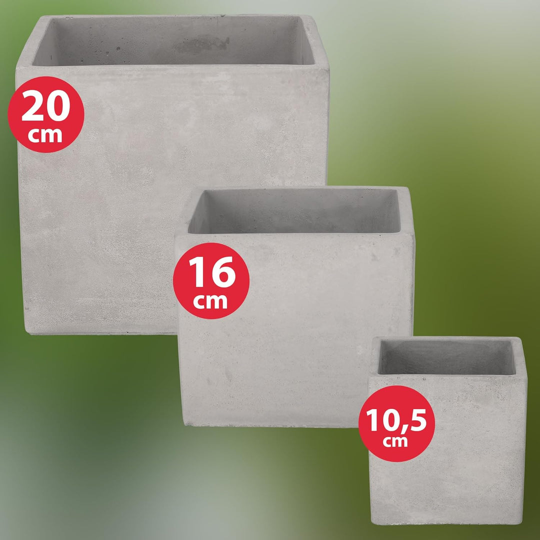 KOTARBAU® 2er Set Blumentopf Übertopf für Blumen Pflanzen aus Dekorativ-Beton Quadratisch 20 x 20 cm