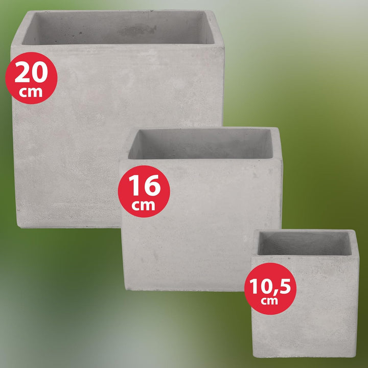 KOTARBAU® 2er Set Blumentopf Übertopf für Blumen Pflanzen aus Dekorativ-Beton Quadratisch 20 x 20 cm