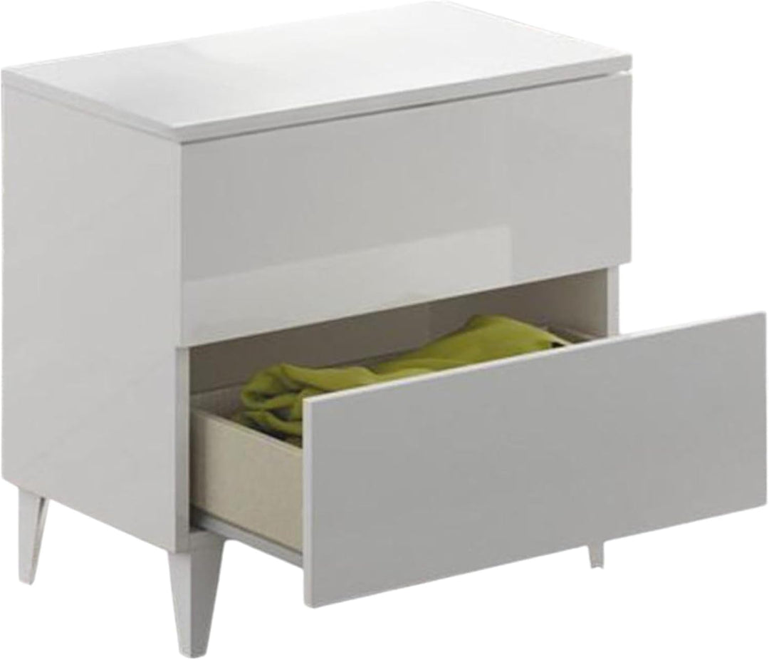 Dmora - Nachttisch Nashville, Nachttisch mit 2 Schubladen, Nachttisch, Niedrige Kommode für Schlafzi