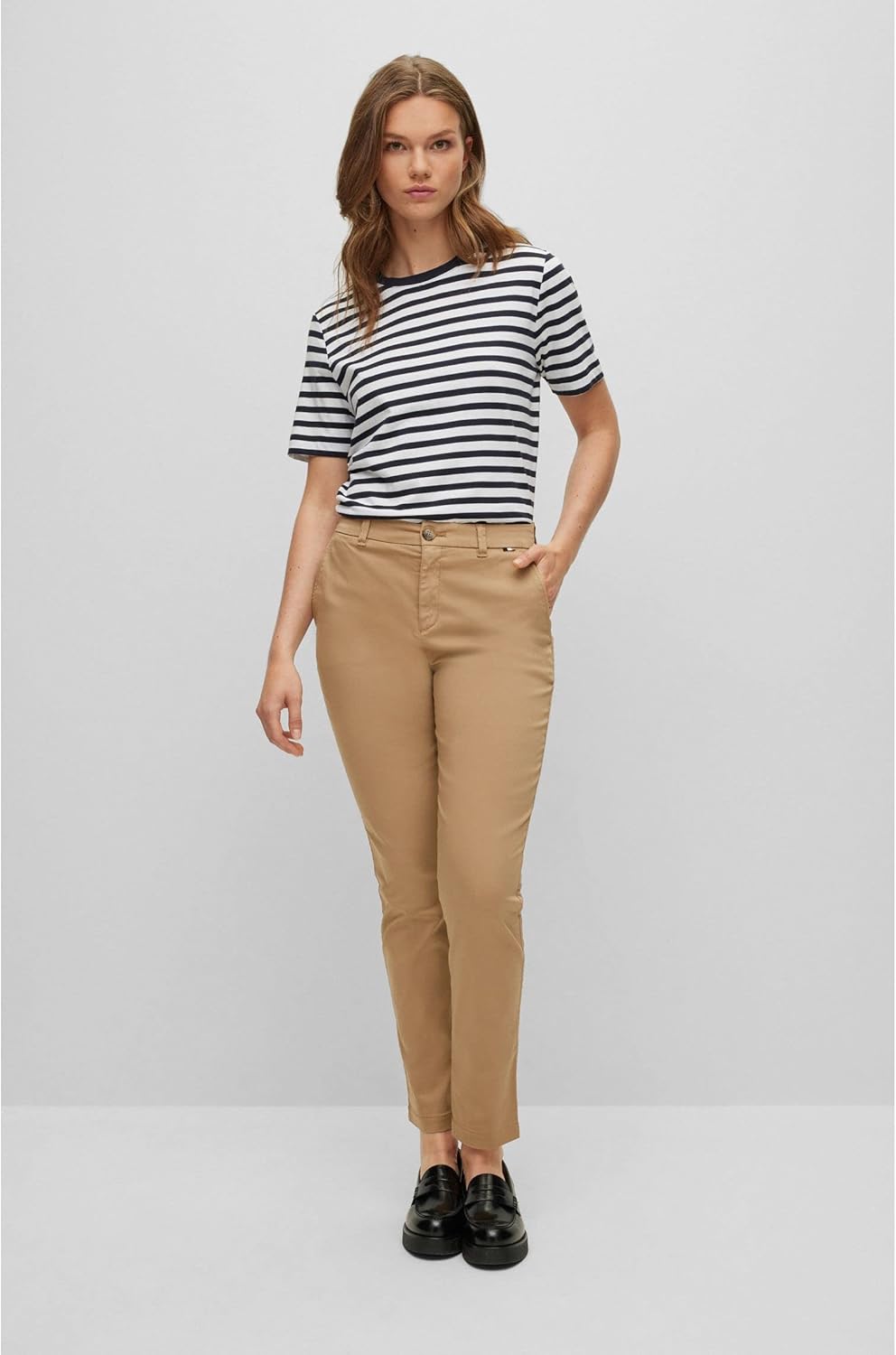 BOSS Damen Trousers 44 Beige, 44 Beige