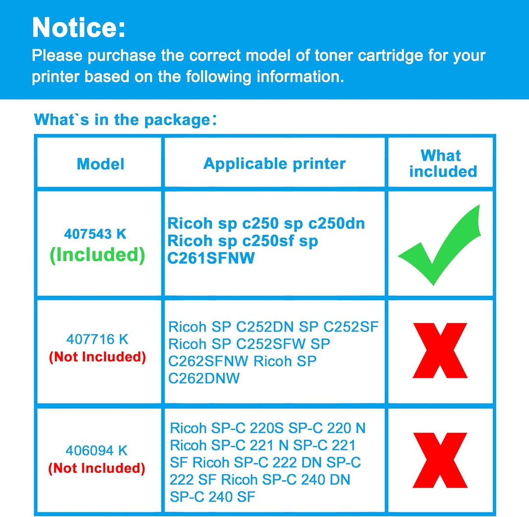 LCL Remanufactured Tonerkartusche 407543 sp c250 sp c250dn sp c250sf SP C261SFNW (1Schwarz) Ersatz f