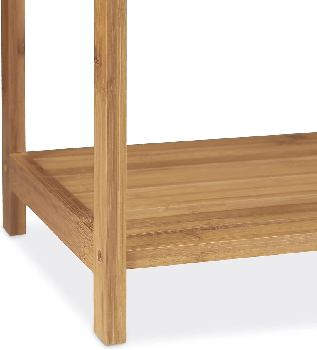 Relaxdays Handtuchhalter Bambus, 3 Handtuchstangen, Freistehend, Ablage, modern, HxBxT: 85 x 51 x 31