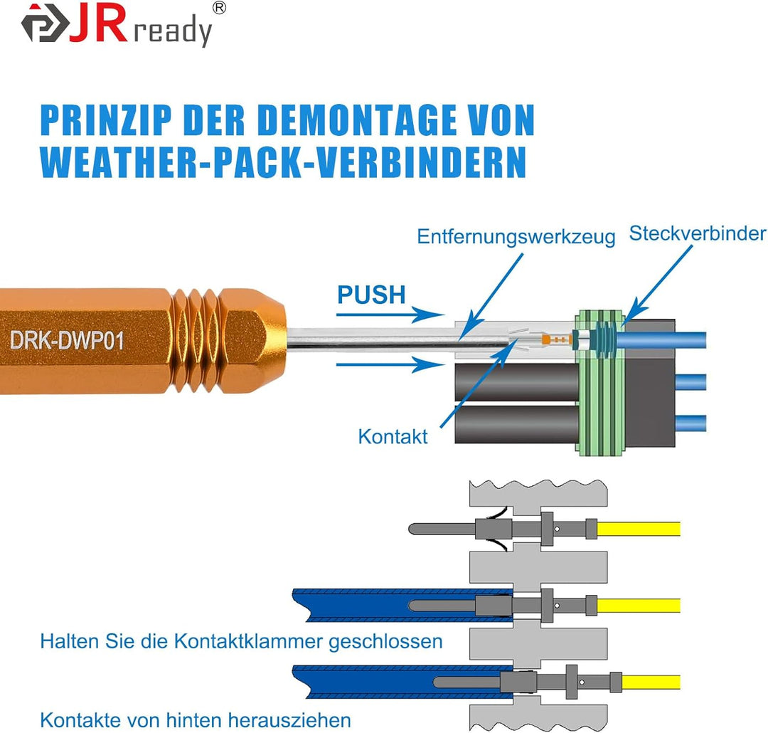 JRready ST5211-05 5PCS Auspinnwerkzeug Kit For Weather-Pack Metri-Pack Serie Steckverbinder Deutsch