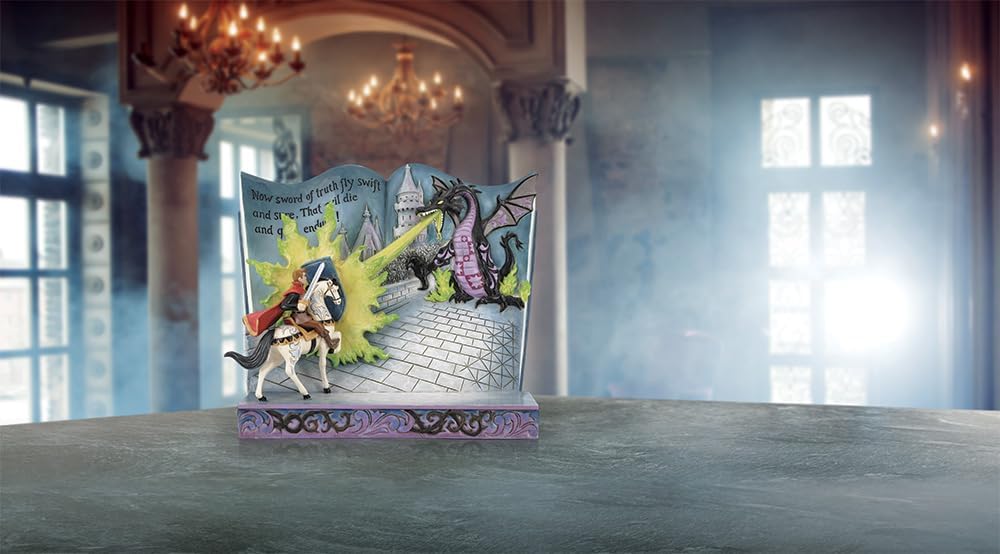 Jim Shore Enesco Dianey Traditions 6013068 Prince Philip and Dragon Storybook Figurine 6.5"