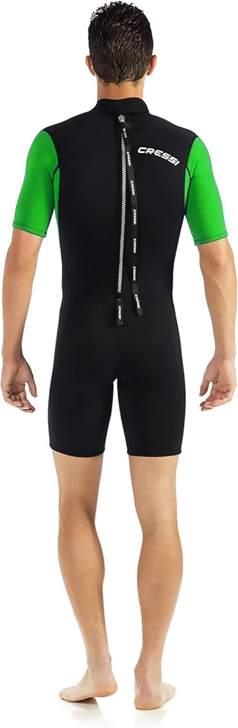 Cressi Med X Men's - Shorty Herren Neoprenanzug Premium Neopren 2.5 mm XS/1 Schwarz/Limette/Silber,