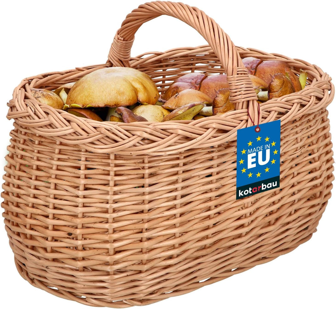 KOTARBAU® Henkelkorb Weidengeflecht für Einkauf in Naturfarbe Geräumig und