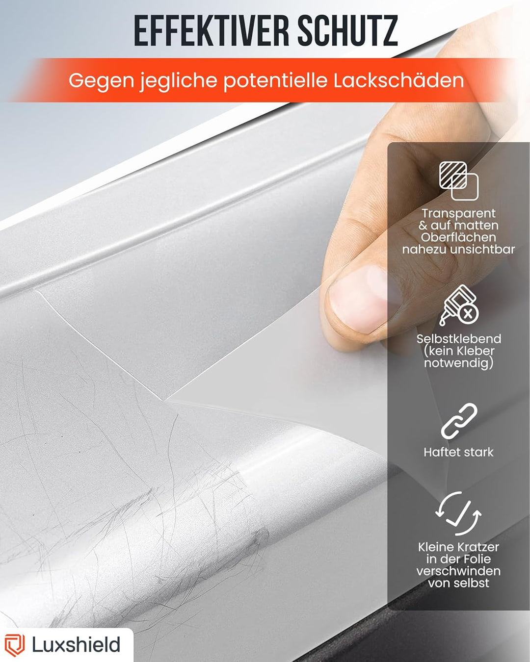 Luxshield Lackschutzfolie 15x200cm für Auto, Motorrad, Bike - Schutzfolie transparent matt, selbstkl