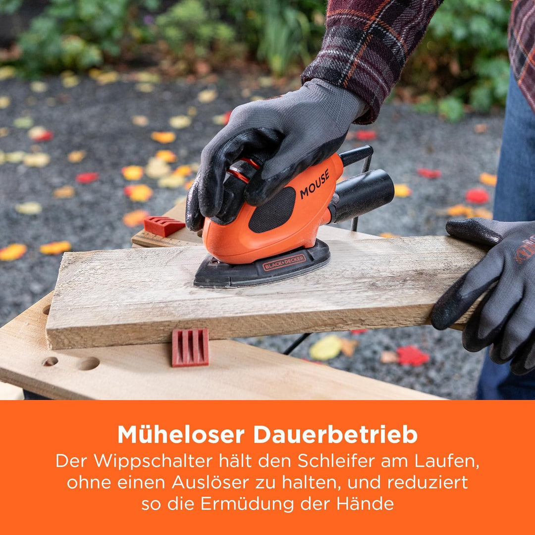 BLACK+DECKER Dreieckschleifer Mouse für staubfreies Schleifen (55 Watt Schleifmaschine, Schleifplatt