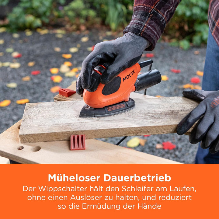 BLACK+DECKER Dreieckschleifer Mouse für staubfreies Schleifen (55 Watt Schleifmaschine, Schleifplatt