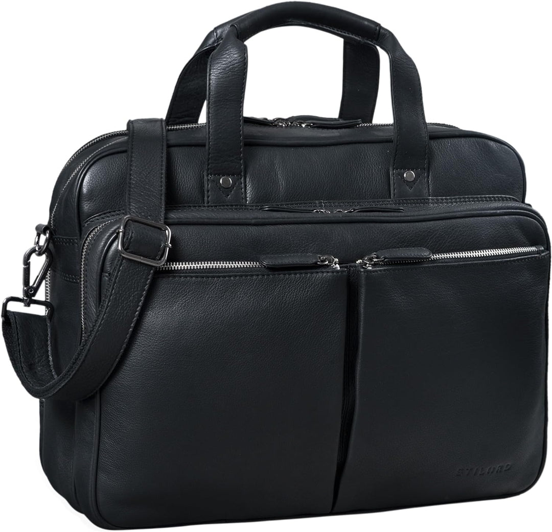 STILORD 'Remus' Ledertasche Umhängetasche Leder Aktentasche Gross 15,6 Zoll Laptoptasche abnehmbarer