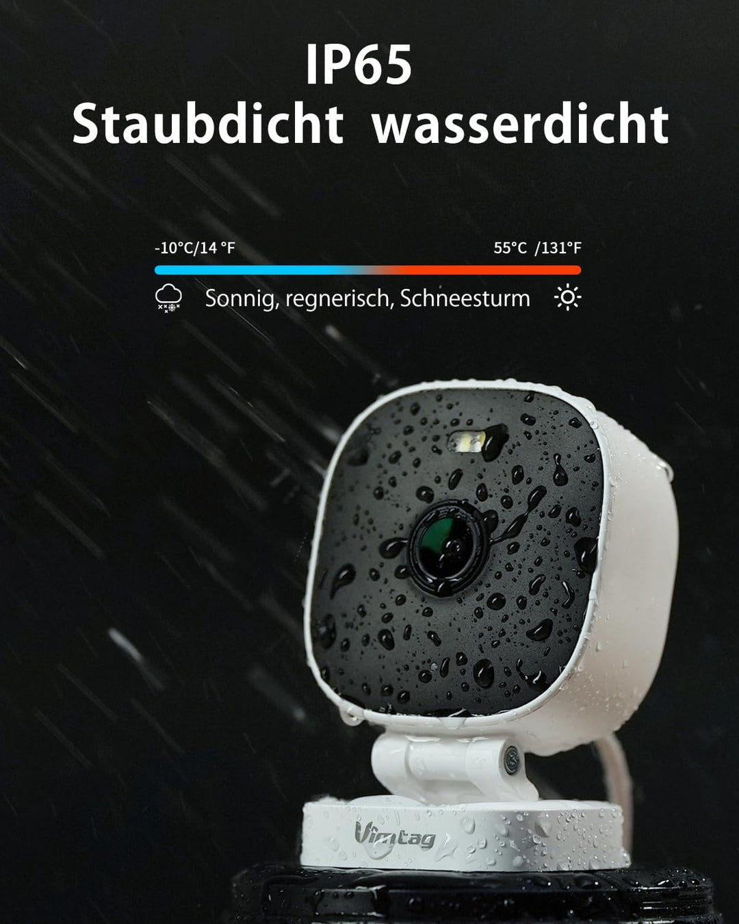 Vimtag 4MP Kamera Überwachungs Aussen, IP66 Wasserdicht, Überwachungskamera Aussen/Innen mit Farbige