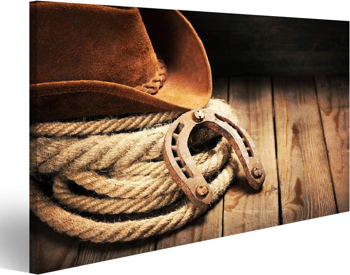 islandburner Bild auf Leinwand Cowboy Wandbild Poster Kunstdruck Bilder Format: 100x57cm, Format: 10