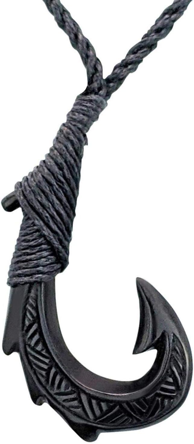 81stgeneration Unisex Geschnitzter Horn Gravierter Kleiner Maori HEI Matau Anhänger Halskette