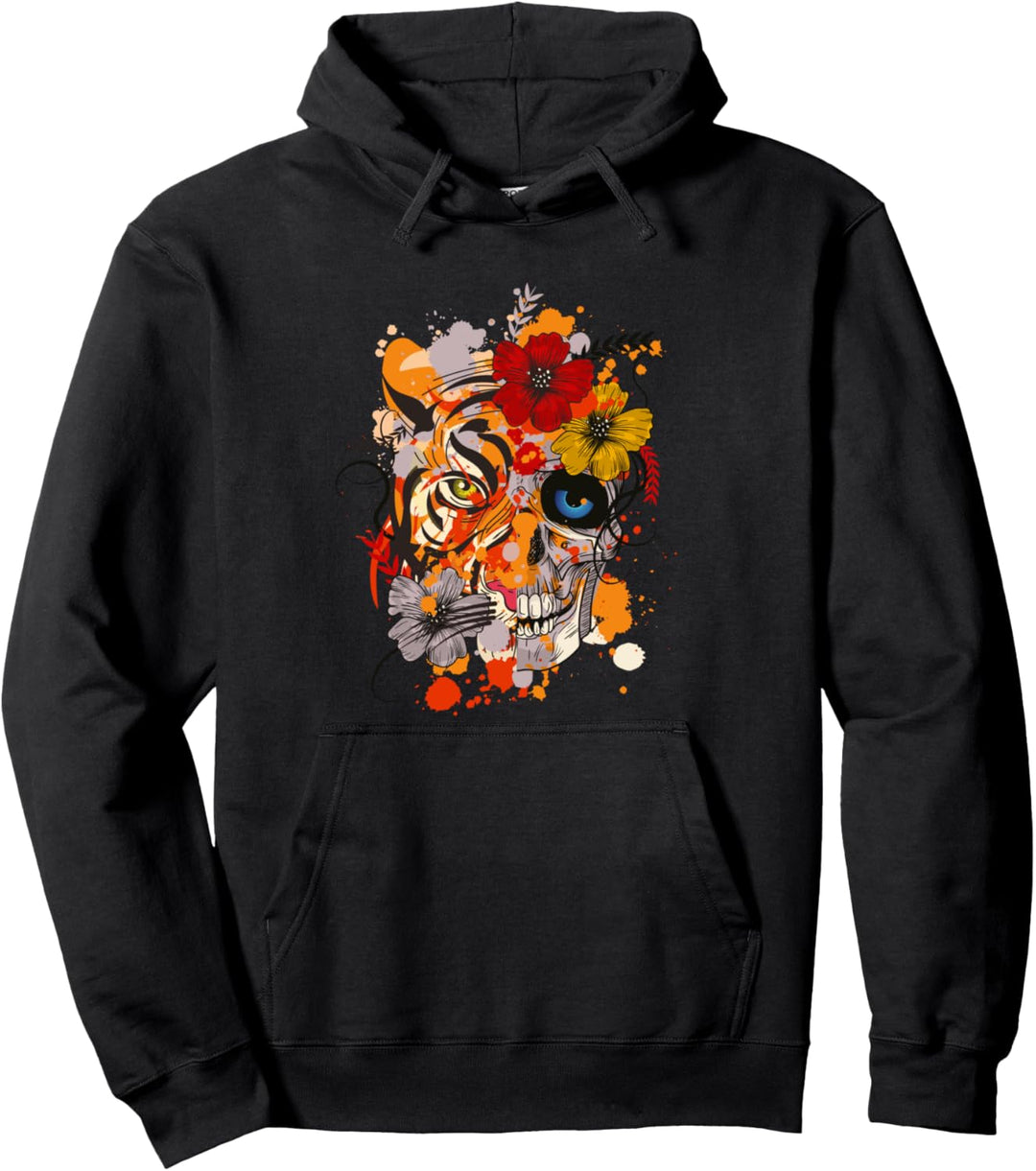 Fantasie Tiger Blumen Tier Motiv Kunst Fantasie Pullover Hoodie