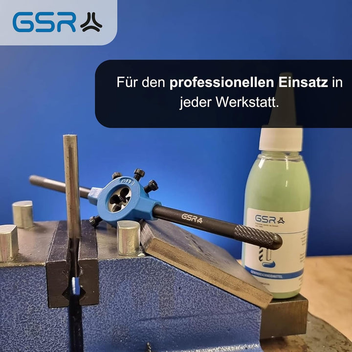 GSR Profi HSS Schneideisen Satz, 8-teilig, 25x9 Schneideisenhalter & M3-M12 Schneideisen, Form B vor