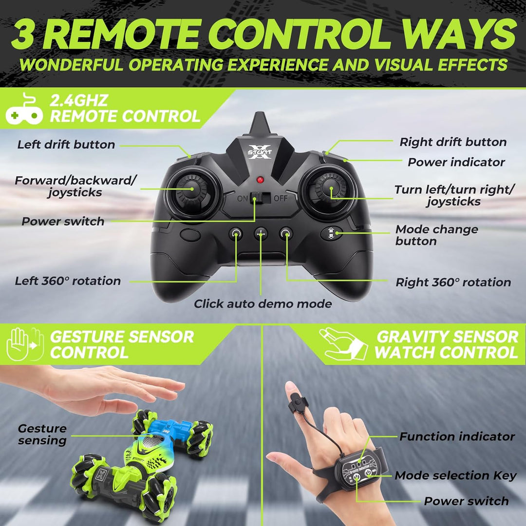 Dysaim Ferngesteuertes Auto RC Stunt Car mit Handsteuerung 2,4 GHz 4WD 360° Drehung Crawler Offroad