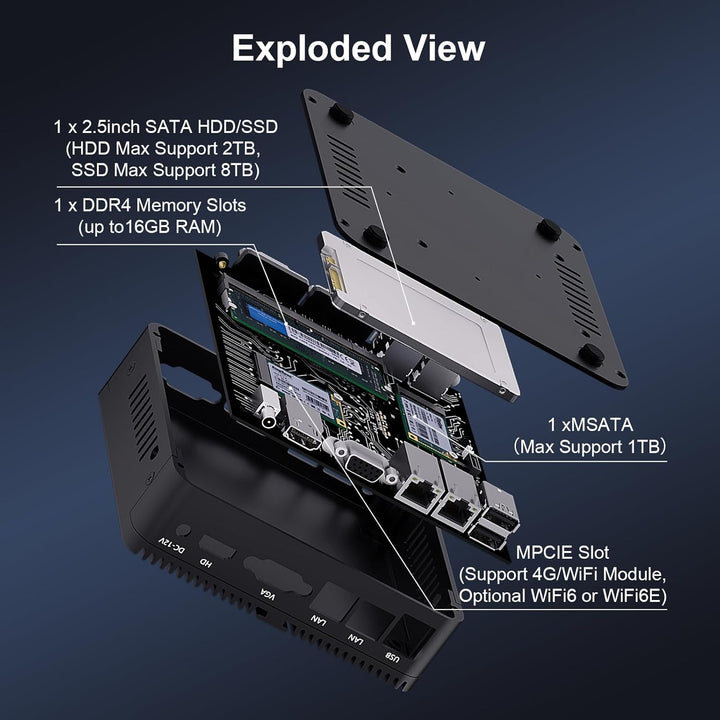 HISTTON Lüfterloser Mini PC Industrie PC Windows 10 Pro Mini Computer,Quad Core Celeron J4125,DDR4 1