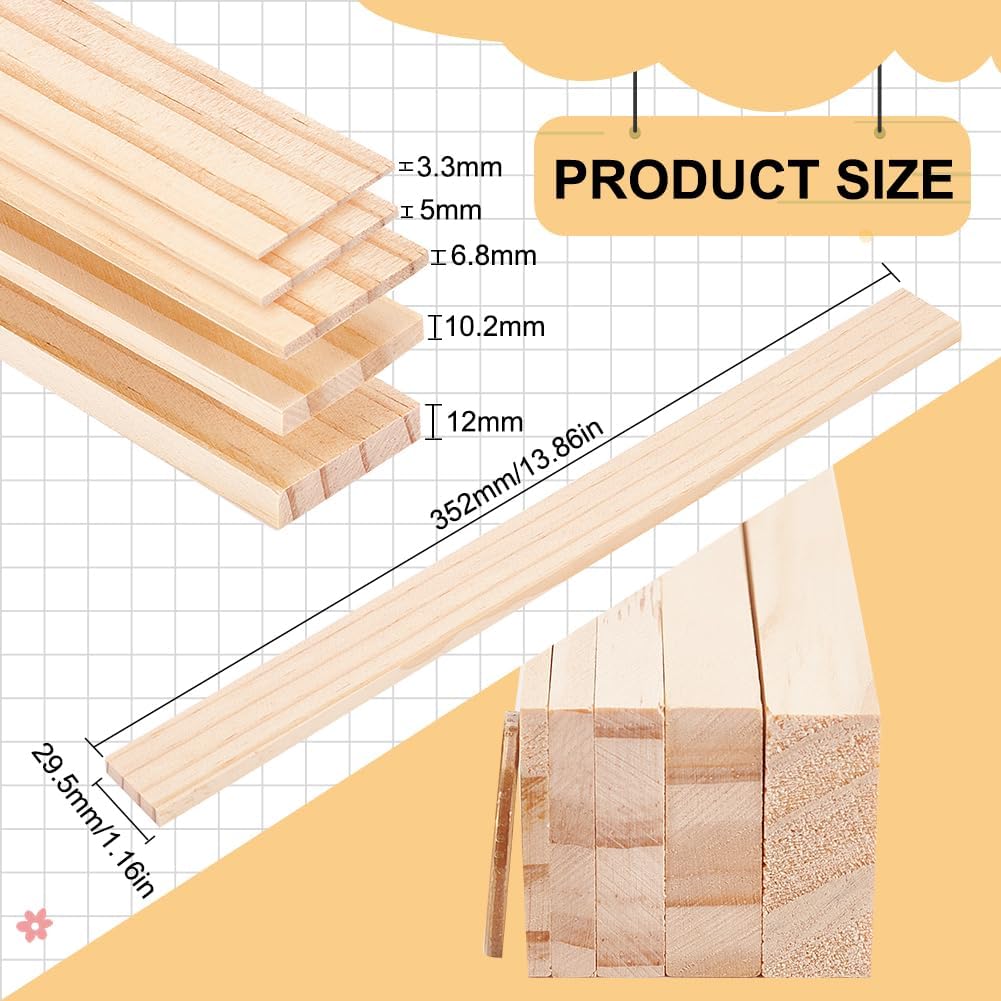 BENECREAT 10pcs Holzplatten Töpferei Werkzeuge, 5 Grösse Rechteck Mud Stick Guide für Töpferei Polym