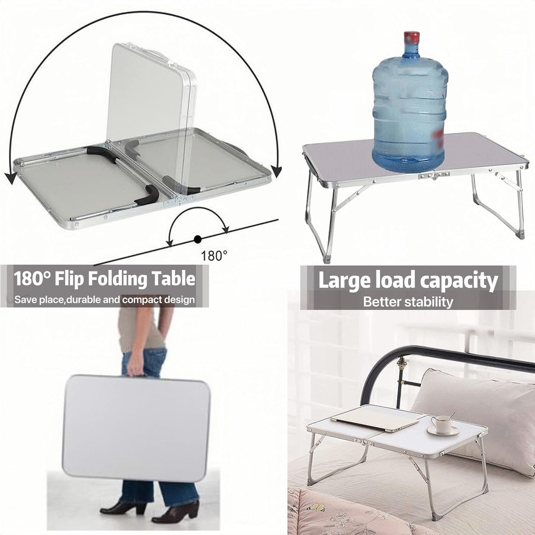 Qimu Niedriger faltbarer Campingtisch, leichter Aluminium-Picknicktisch, Laptop-Betttisch, tragbarer