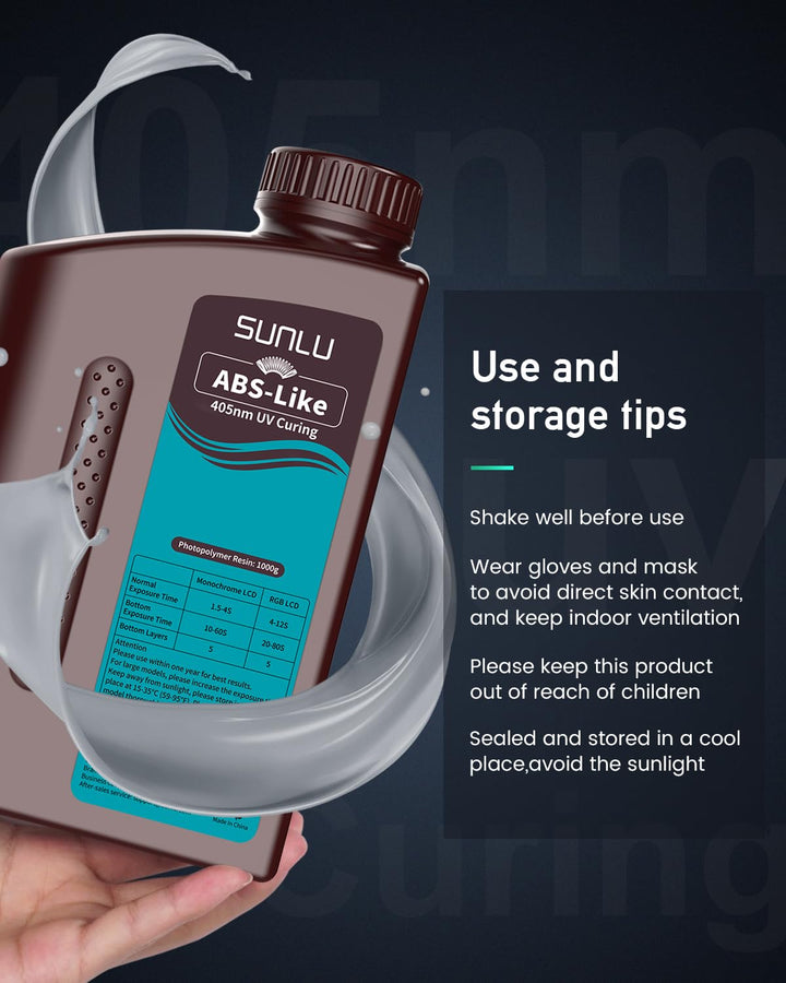 SUNLU ABS-Like 3D Drucker Resin 2KG, 405nm UV-härtendes Standard Photopolymer Schnellharz für den LC