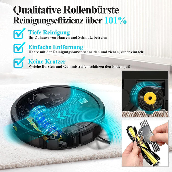 INSE Saugroboter, Staubsauger Roboter, 2200Pa Starke Saugkraft, Super Leise Ultra Flach Selbstauflad