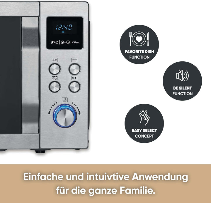SEVERIN MW 7751 2-in-1 Mikrowelle (800 W, mit Grillfunktion, Inklusive Grillrost und Drehteller, Ø 2