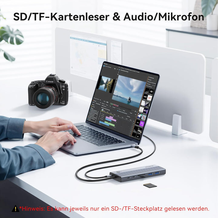 USB C Dockingstation Dual Monitor,Triple 4K Display USBC Dock, 15 in 1 Laptop Docking Station mit 2