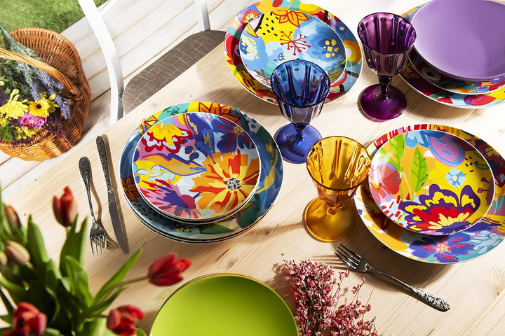 Excelsa Provence Tellerservice 18 Stück, Porzellan und Steineware, mehrfarbig, 6 Personen Set 18 Pez