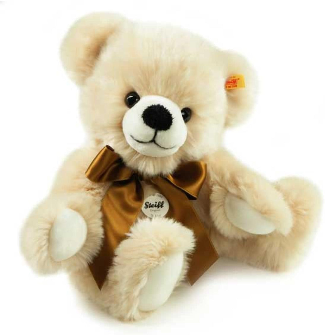 Steiff Bobby Schlenker-Teddybär Creme 40 cm, Plüsch-Teddybär mit Schleife, Kuscheltier Bär zum Kusch