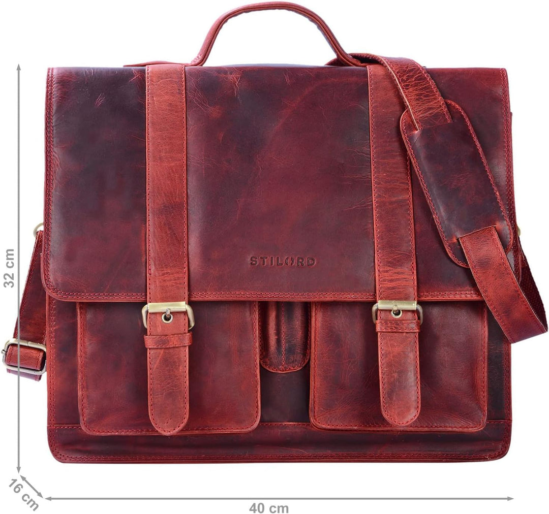STILORD 'Marius' Klassische Lehrertasche Leder Schultasche XL gross Aktentasche zum Umhängen Busines