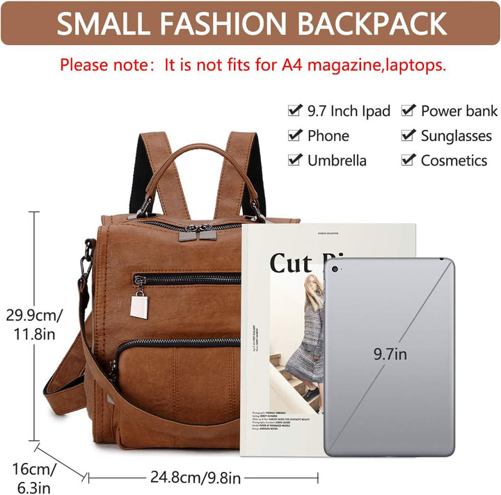 RAVUO Damen Rucksack,PU Leder Rucksack Mode Rucksäcke Rucksackhandtaschen Schulrucksäcke Reise Daypa