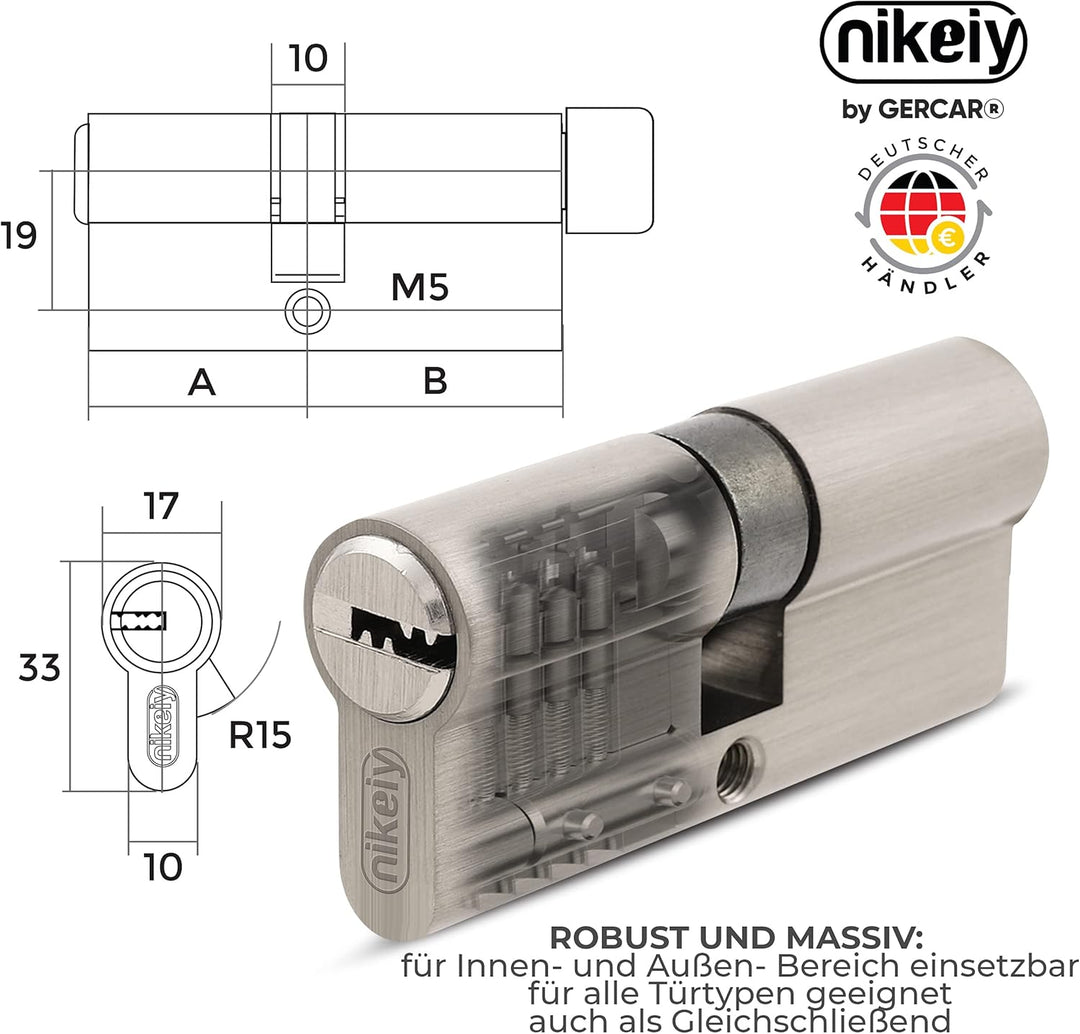 GERCAR Pro Gleichschliessend 4x Schliesszylinder 30/45 Set 4 Profilzylinder inkl. 20 Schlüssel - 75