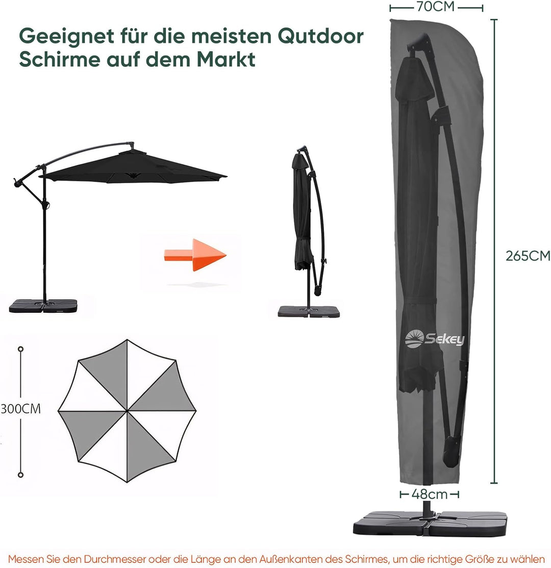 Sekey Schutzhülle für Ampelschirm/Sonnenschirm,Abdeckhauben für Sonnenschirm, 100% Polyester