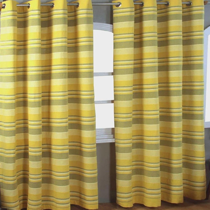 Homescapes handgewobener Vorhang Morocco gelb grün 2er Set Ösenvorhang 167 x 182 cm (Breite x Länge)