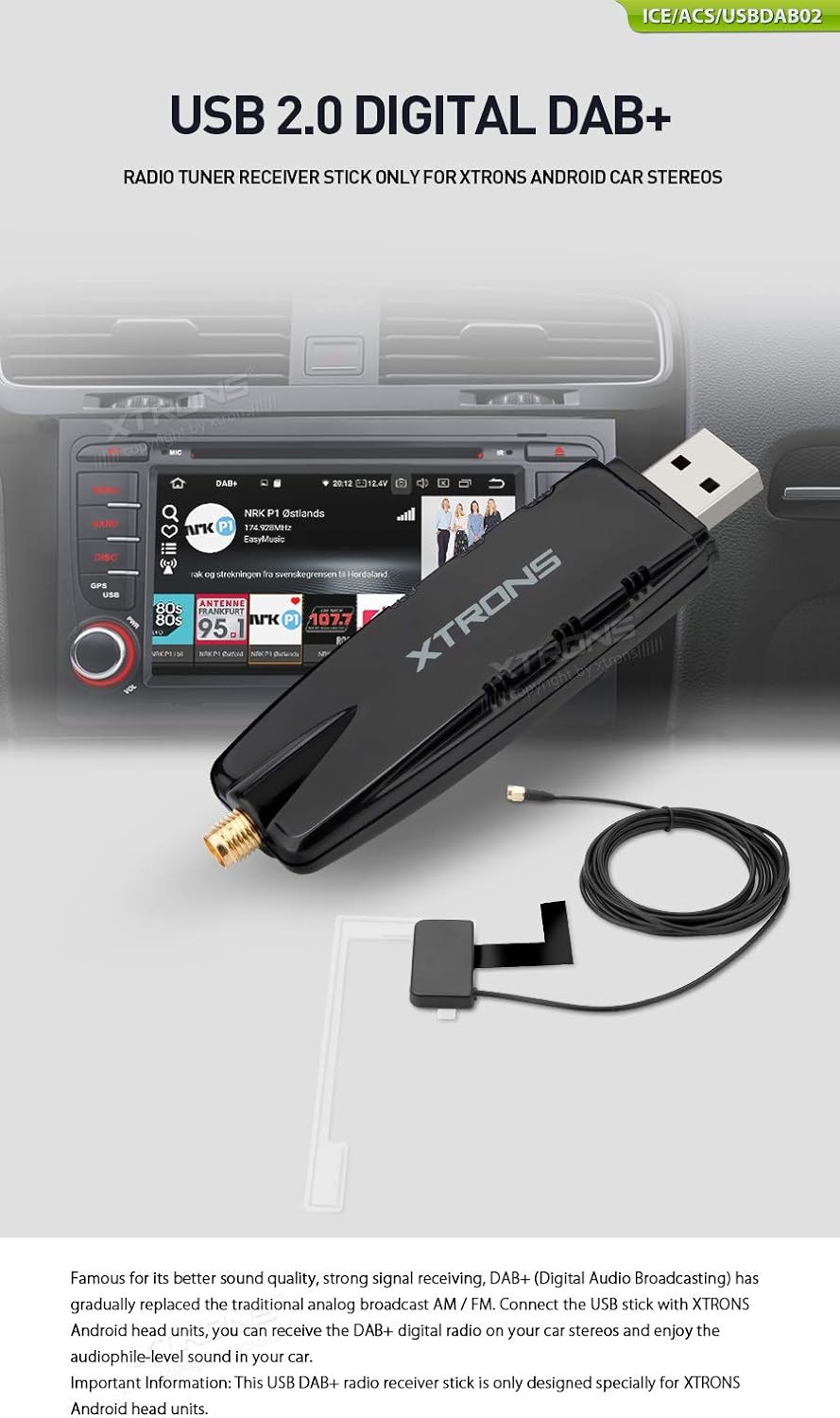 XTRONS DAB+ USB 2.0 Digital DAB+ Radio Tuner Receiver Stick Radioempfänger-Stick NUR für XTRONS Andr