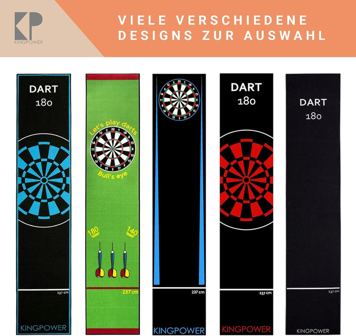 Kingpower Dartteppich mit Abwurflinie, Dart Zubehör mit Motiv, Dartmatte mit Oche, pflegeleichter Te