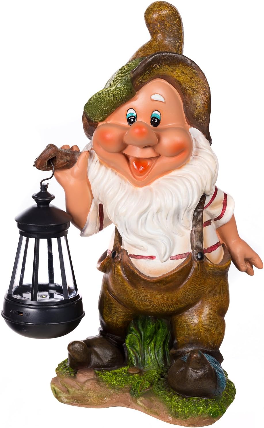 Birendy Figur, Zwerg, Gartenzwerg Gartenwichtel mit Solarlampe NF11021-2D 37 cm Schaufel Led H:37cm,