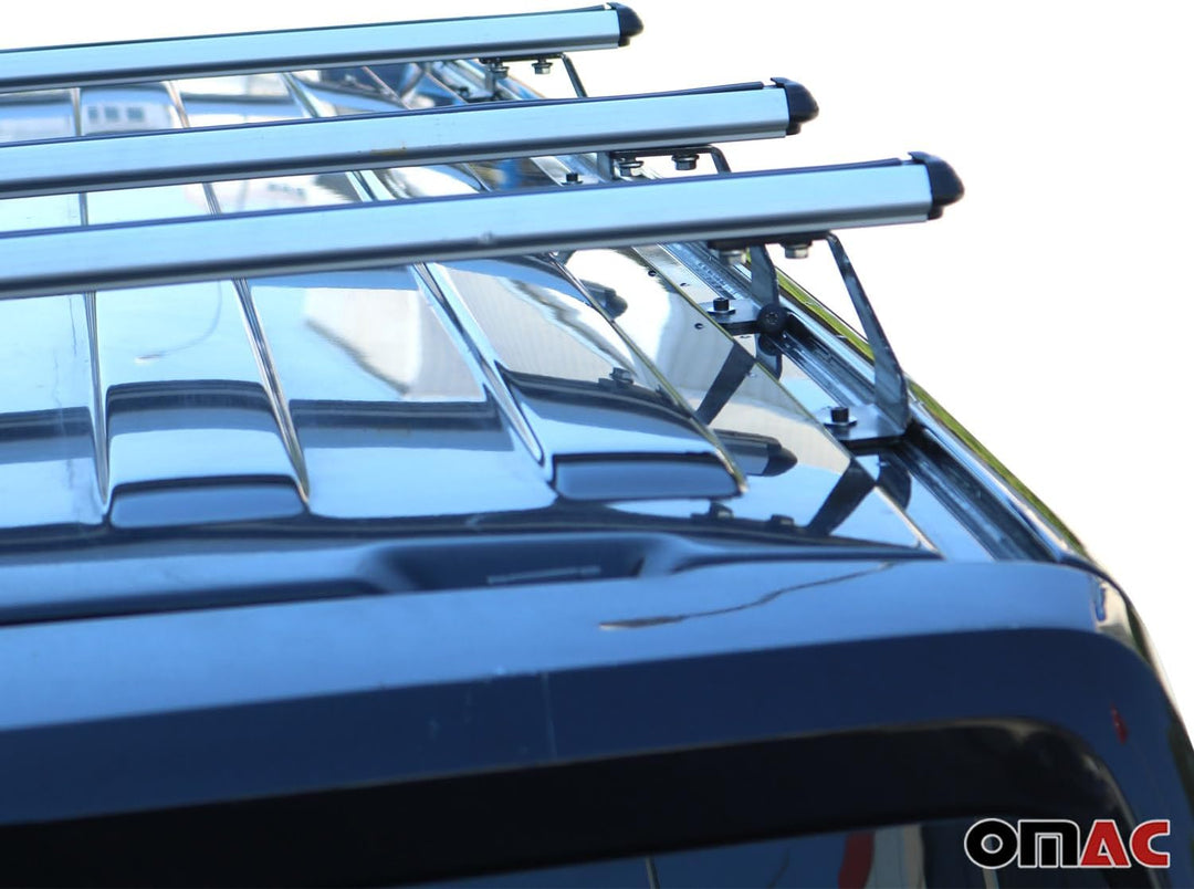 Dachträger Gepäckträger Relingträger kompatibel mit VW T5 Caravelle 2003-2015 Silber 3 TLG, Silber