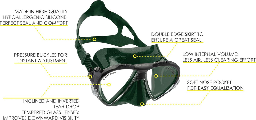 Cressi Matrix Tauchen Schnorcheln Maske Grün Einheitsgrösse Single, Grün Einheitsgrösse Single